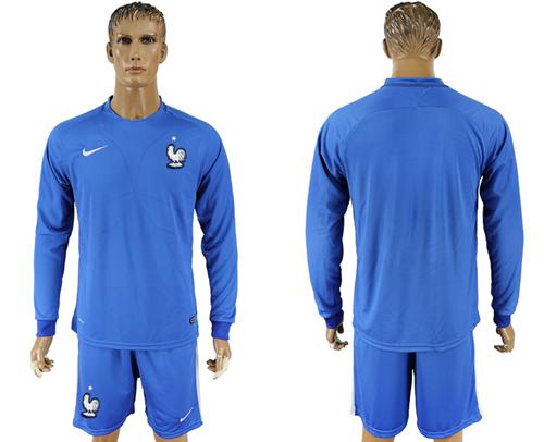 France Blank Home Long Sleeves Soccer Country Jersey